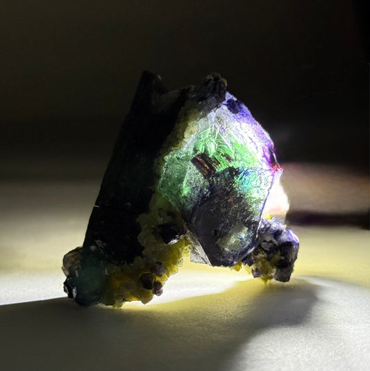 Fluorite on Schorl