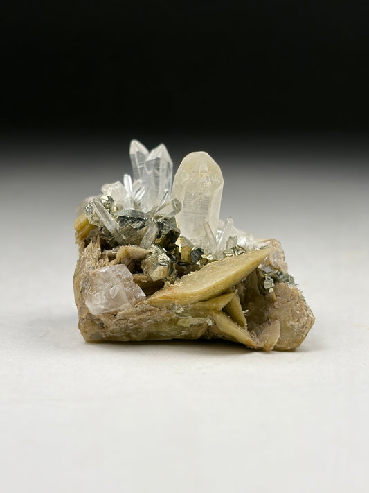 Siderite on Quartz w/ Pyrite