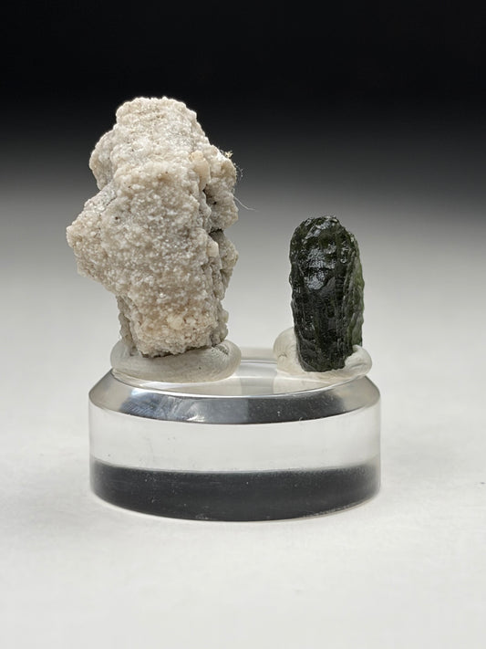 Moldavite & Dolomite ps. Aragonite