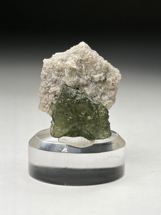 Moldavite & Dolomite ps. Aragonite