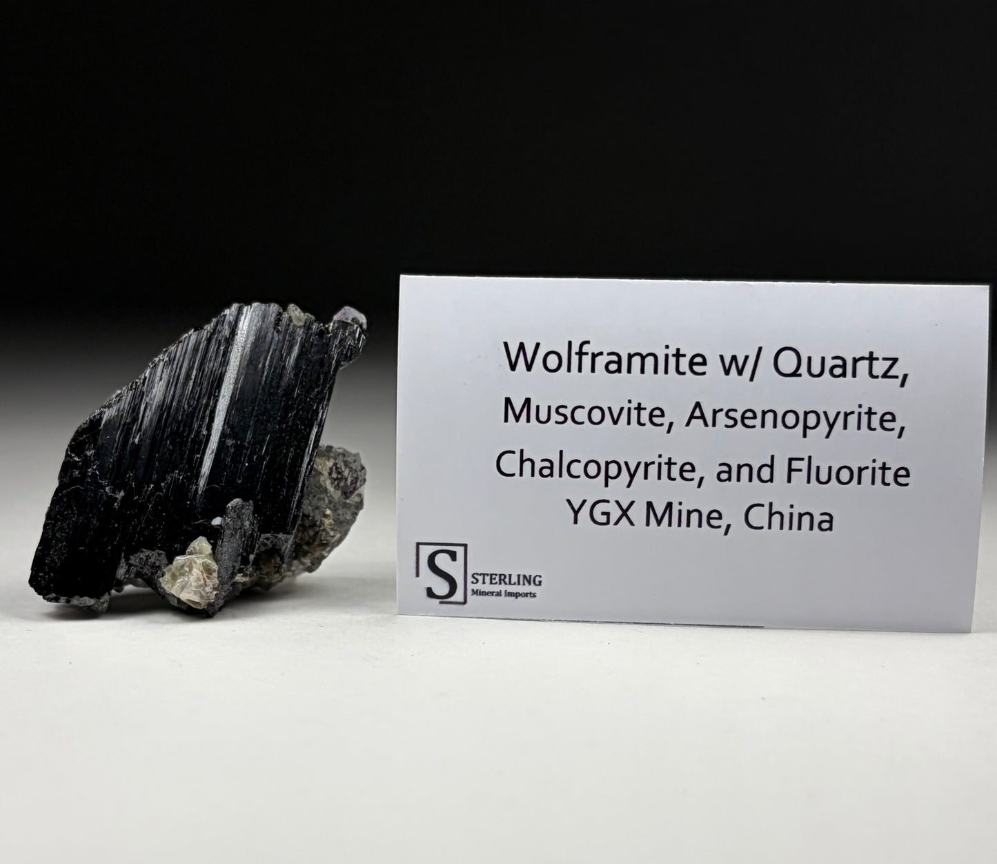 Wolframite w/ Quartz,Muscovite,Arsenopyrite,Chalcopyrite and Fluorite