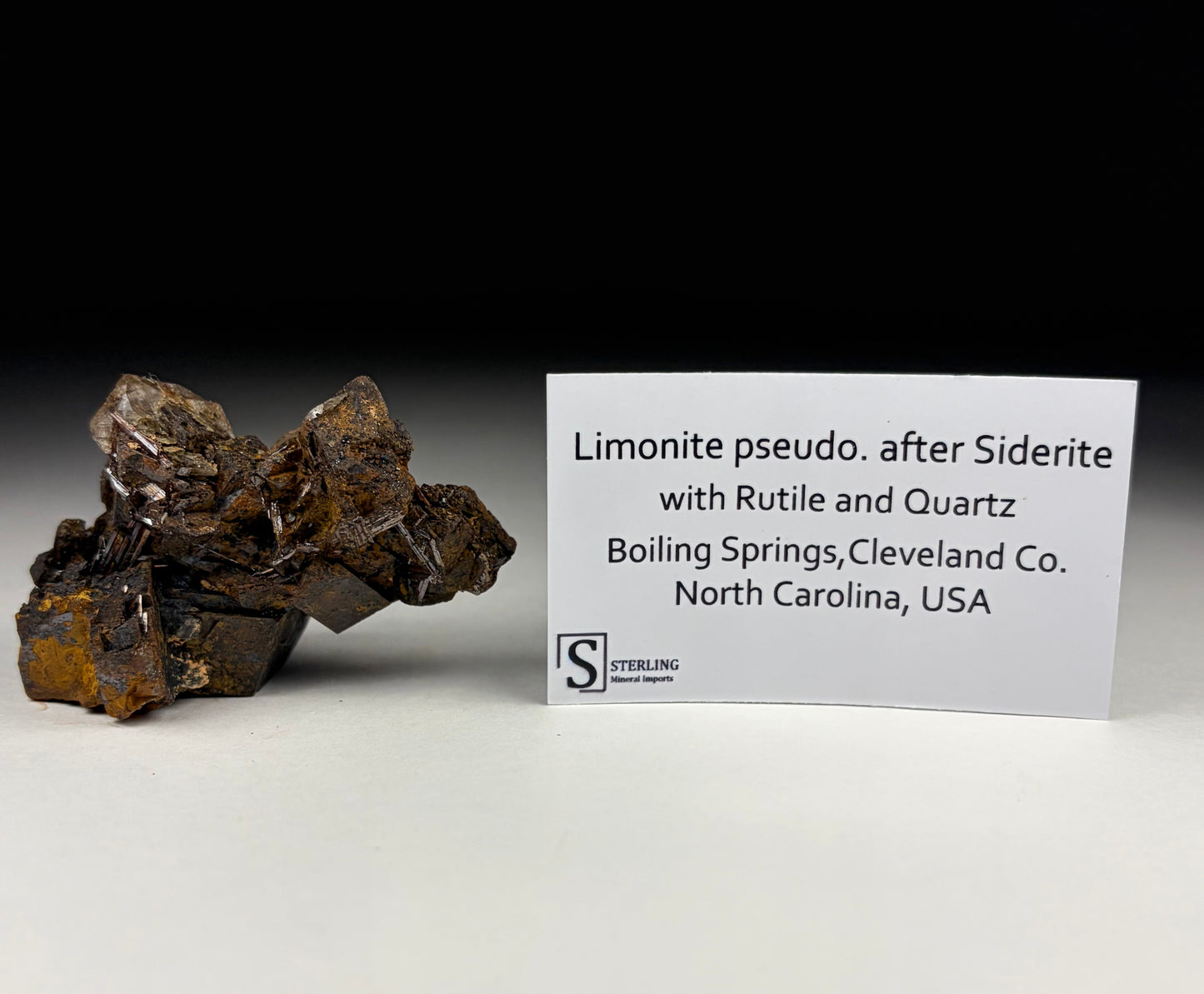 Limonite pseudo after Siderite w/ Rutile and Quartz