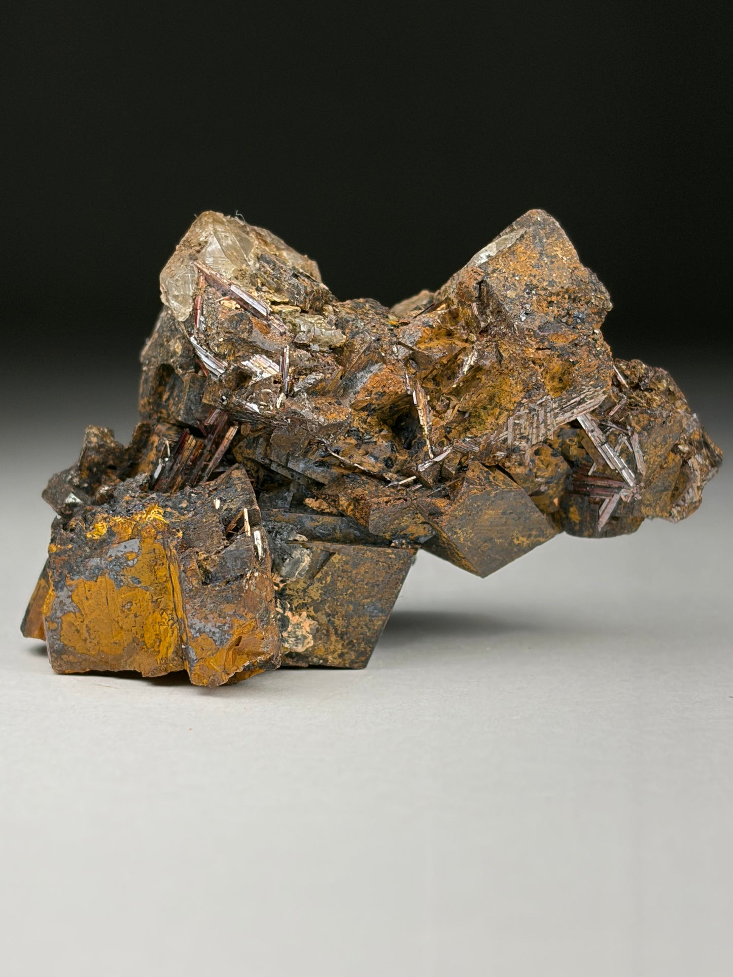 Limonite pseudo after Siderite w/ Rutile and Quartz