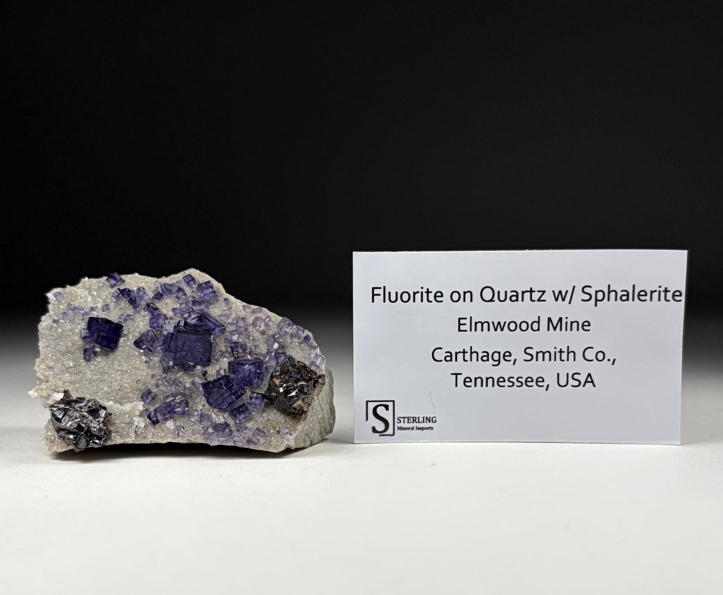 Fluorite on Quartz w/ Sphalerite - Tennessee