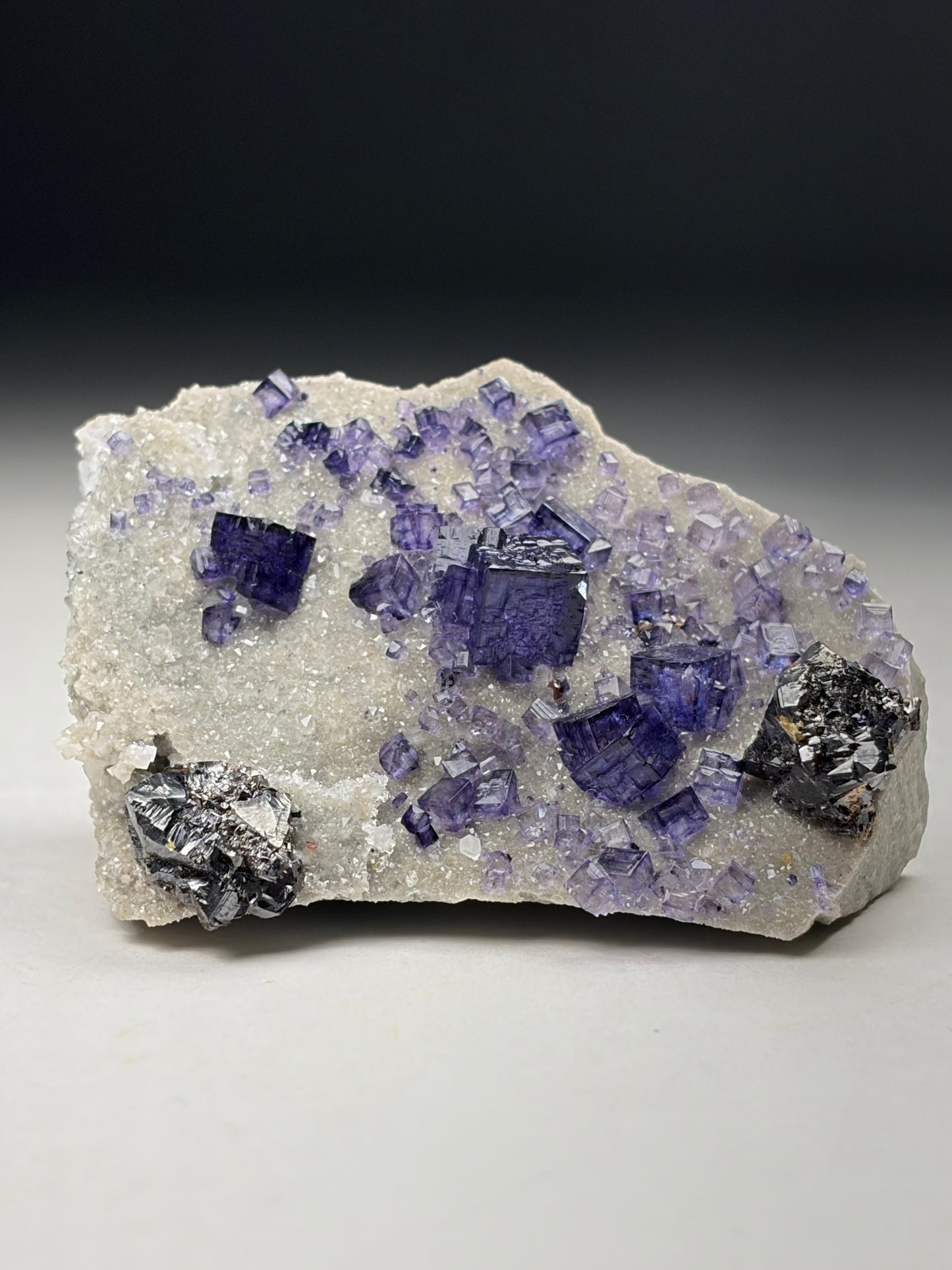 Fluorite on Quartz w/ Sphalerite - Tennessee