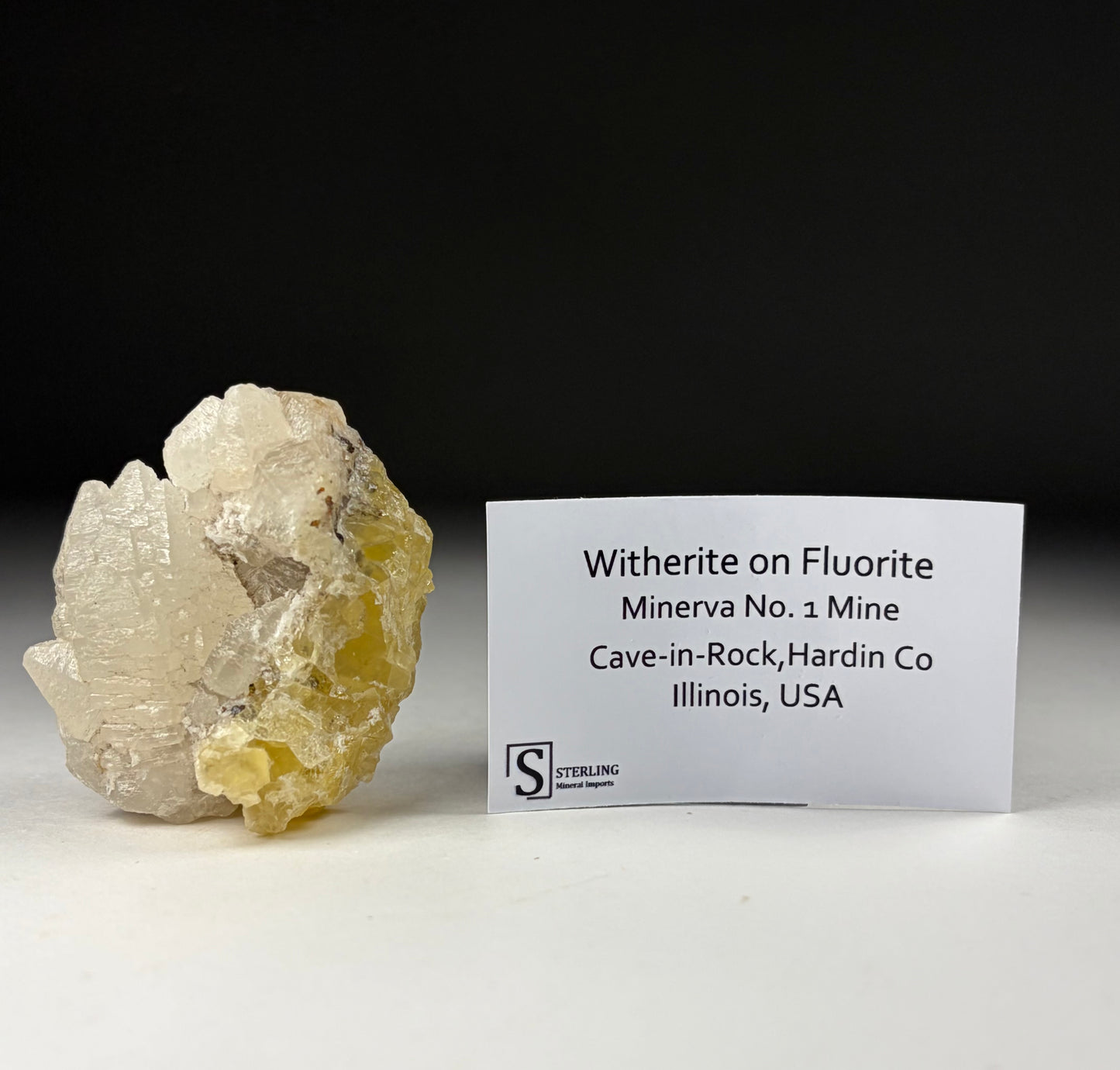 Witherite on Fluorite - Illinois