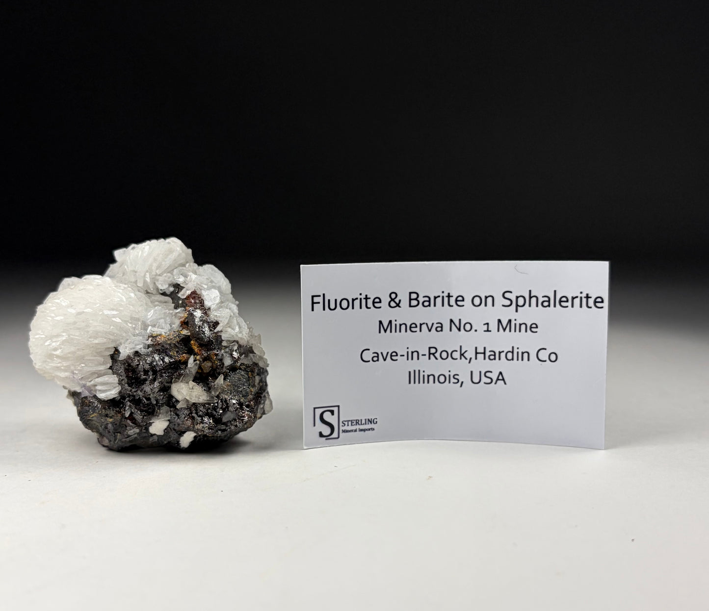 Fluorite & Barite on Sphalerite - Illinois