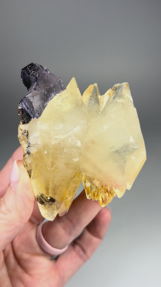 Calcite on Fluorite